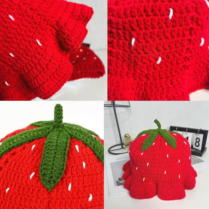 Busnos Crochet Bucket Hats for Women Handmade Hat Cute Foldable Knitted Hats for Women - Image 5